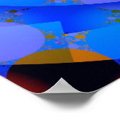 Blue Spiral Fractal met Stippen Poster (Hoek)