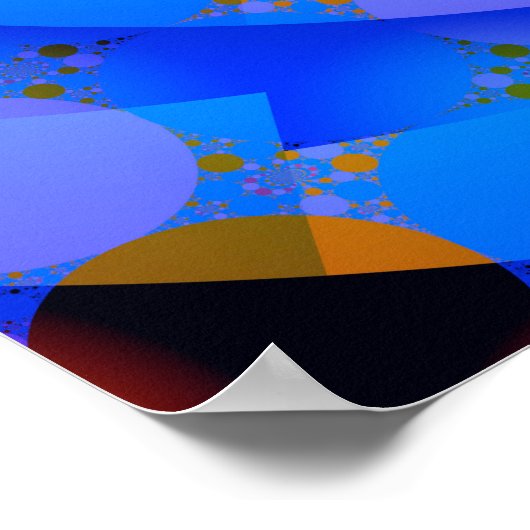 Blue Spiral Fractal met Stippen Poster (Hoek)