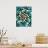 Blue Spiral Fractal Poster (Keuken)