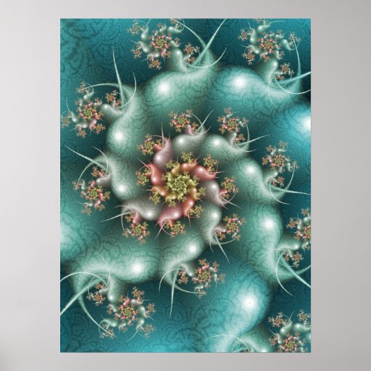 Blue Spiral Fractal Poster (Voorkant)