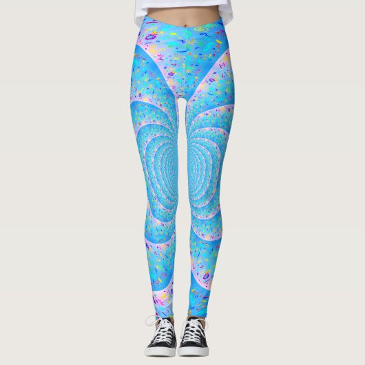 Blue Spiral Funky Abstracte Leggings (Voorkant)