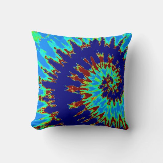 Blue Spiral Tie Dye Pillow Kussen (Voorkant)