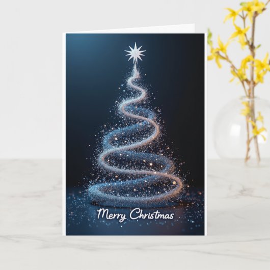 Blue Spiral Tree – Christmas Card Kaart (Gele Bloem)