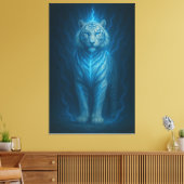 Blue Spirit Lightning White Tiger – Ethereal Storm Canvas Afdruk (Insitu (Woonkamer))