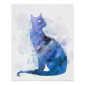 Blue Splash Digitale Waterverf Siamese Cat 726 Perfect Poster (Voorkant)