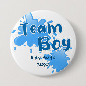 Blue Splash Gender onthult Team boy blue Button (Voorkant)