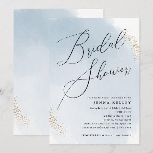 Blue Splash Gold Accent, minimaal Vrijgezellenfees Kaart (Voorkant / Achterkant)