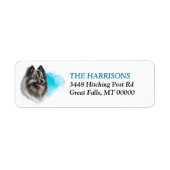 Blue Splash Keeshond hond retouradres Etiket (Voorkant)
