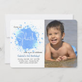 Blue Splash Photo Invitation Kaart (Voorkant)