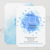 Blue Splash-uitnodiging Kaart (Voorkant / Achterkant)