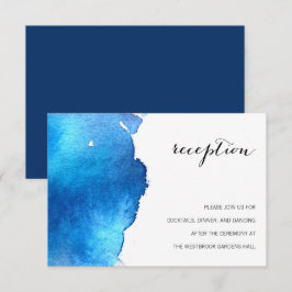 Blue Splash Waterverf Bruiloft Informatiekaartje