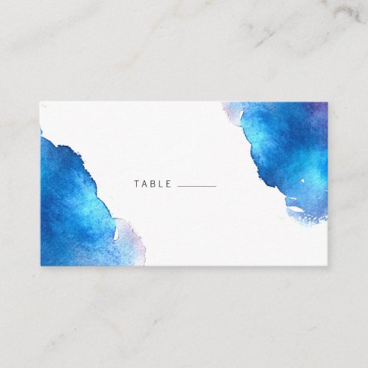 Blue Splash Waterverf Bruiloft Plaatskaartje (Voorkant)