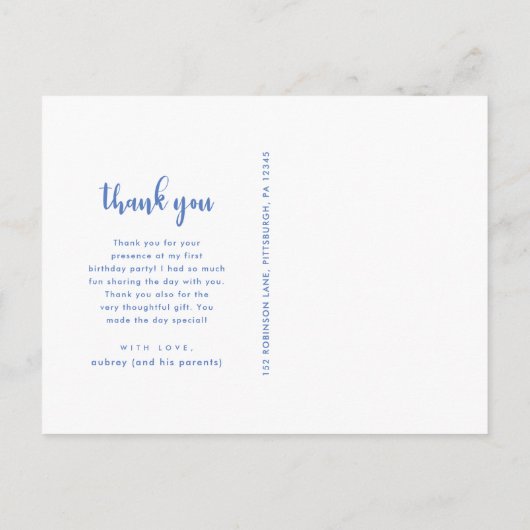 Blue Splashes Verjaardagsfeest Dank u volledige fo Briefkaart (Achterkant)