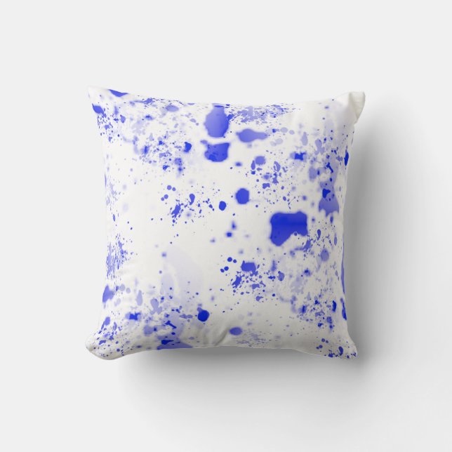 Blue Splats v2 Kussen (Voorkant)