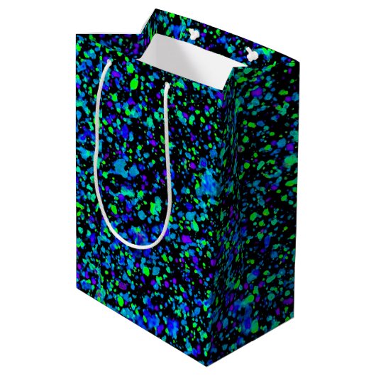Blue Splatter - Cadeauzak Medium Cadeauzakje (Achterkant Gekanteld)