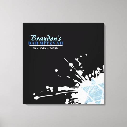 BLUE SPLATTER STAR Bar Bat Mitzvah Inloggen Board Canvas Afdruk (Voorkant)