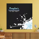 BLUE SPLATTER STAR Bar Bat Mitzvah Inloggen Board Canvas Afdruk (Insitu (Woonkamer))