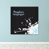 BLUE SPLATTER STAR Bar Bat Mitzvah Inloggen Board Canvas Afdruk (Insitu (Houten vloer))