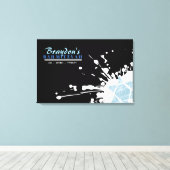 BLUE SPLATTER STAR Bar Bat Mitzvah Inloggen Board Canvas Afdruk (Insitu (Houten vloer))