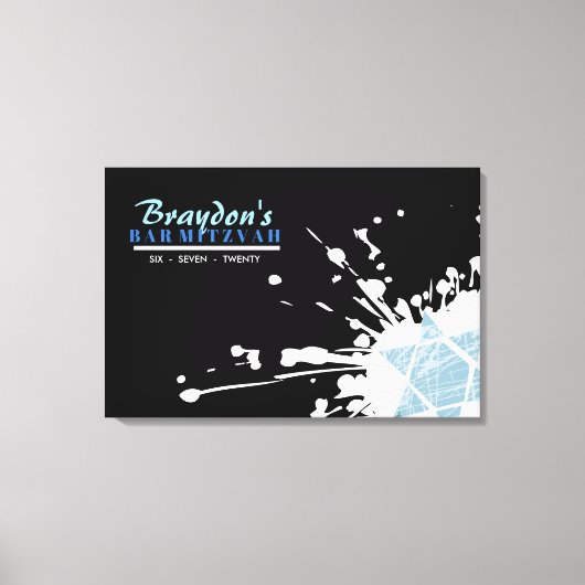 BLUE SPLATTER STAR Bar Bat Mitzvah Inloggen Board Canvas Afdruk (Voorkant)