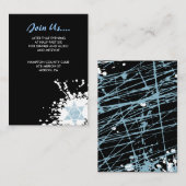 Blue Splatter Star Bat Mitzvah Reception Card Informatiekaartje (Voorkant / Achterkant)