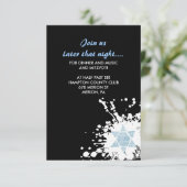 Blue Splatter Star Bat Mitzvah Reception Card Informatiekaartje (Staand voorkant)