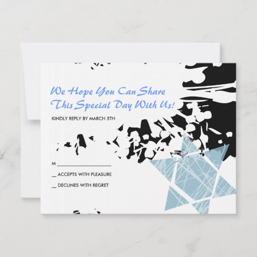 Blue Splatter Star Bat Mitzvah Reply Card RSVP Kaartje (Voorkant)