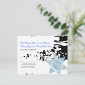 Blue Splatter Star Bat Mitzvah Reply Card RSVP Kaartje (Staand voorkant)
