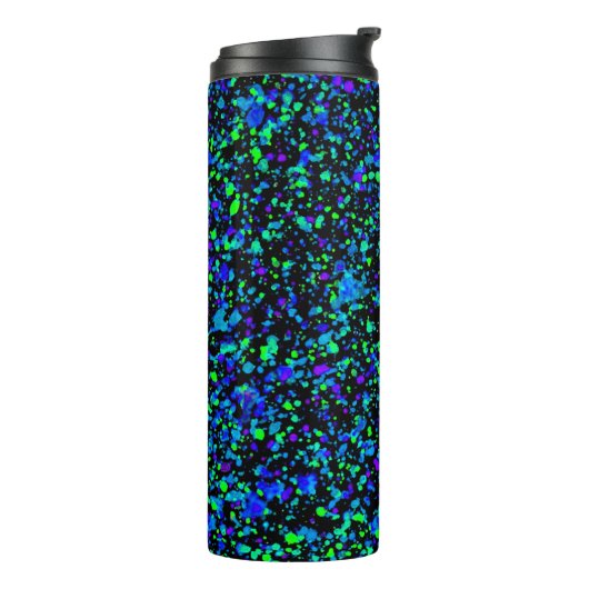 Blue Splatter - Thermische Tumbler Thermosbeker (Gedraaid links)