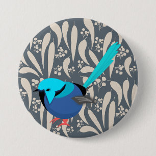 Blue Splendid Fairy Wren Ronde Button 7,6 Cm