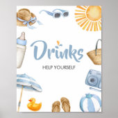 Blue Splish Baby shower Drinken Poster (Voorkant)