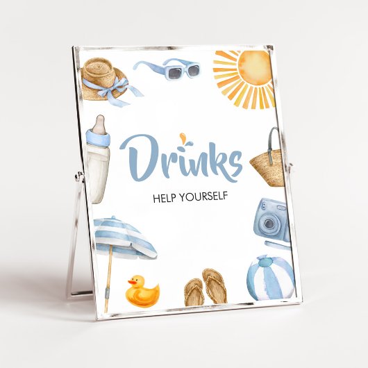 Blue Splish Baby shower Drinken Poster