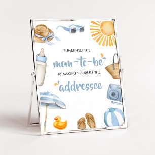 Blue Splish Baby shower Envelope Station Poster