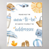 Blue Splish Baby shower Envelope Station Poster (Voorkant)