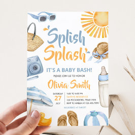 Blue Splish Baby shower Kaart