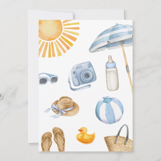 Blue Splish Baby shower Kaart (Achterkant)