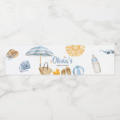 Blue Splish Baby shower Waterfles Etiket (Enkel label)