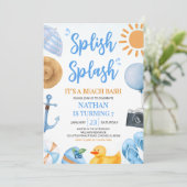 Blue Splish Beach Bash Verjaardag Kaart (Staand voorkant)