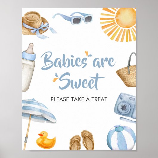 Blue Splish Splash Baby shower Baby's zijn zoet Poster (Voorkant)