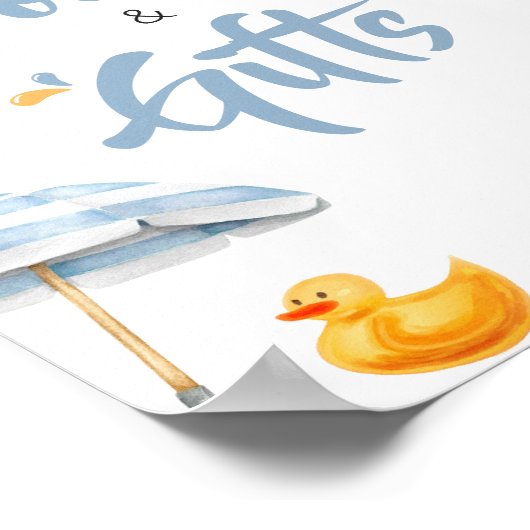 Blue Splish Splash Baby shower Boeken en geschenke Poster (Hoek)