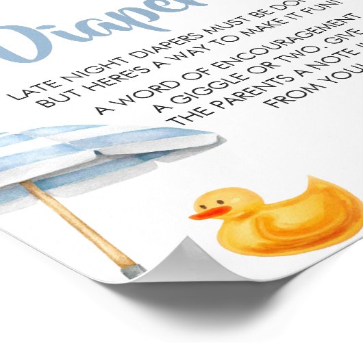 Blue Splish Splash Baby shower Late Night Luiers Poster (Hoek)