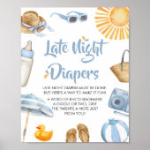 Blue Splish Splash Baby shower Late Night Luiers Poster (Voorkant)