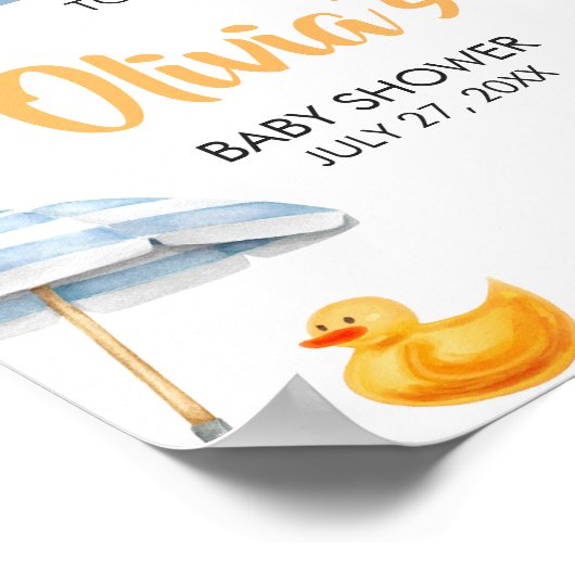 Blue Splish Splash Baby shower Welkom Poster (Hoek)