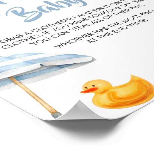 Blue Splish Splash Baby shower zeg geen Baby Poster (Hoek)