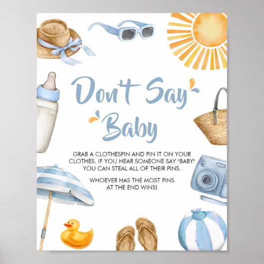 Blue Splish Splash Baby shower zeg geen Baby Poster (Voorkant)