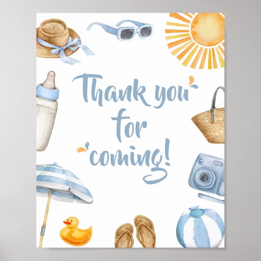 Blue Splish Splash Bedankt voor uw komst Poster (Voorkant)