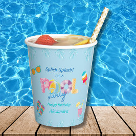 Blue Splish Splash Kids Verjaardag Zwembad Party Papieren Bekers
