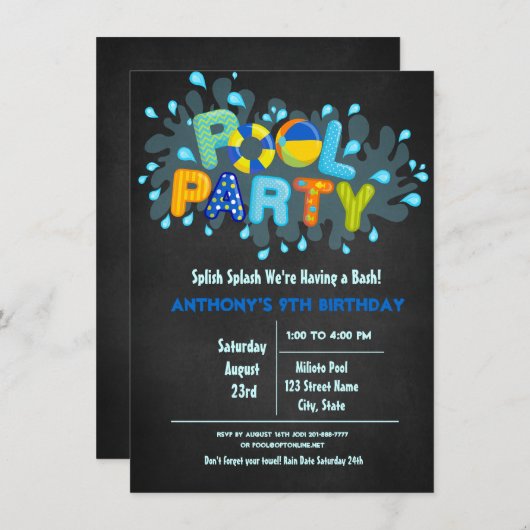 Blue Splish Splash komt naar onze basenpool Kaart (Voorkant / Achterkant)