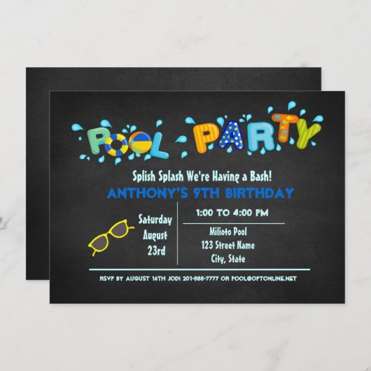 Blue Splish Splash komt naar onze basenpool Kaart (Voorkant / Achterkant)