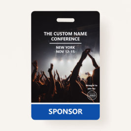 Blue Sponsor Access Pass QR Code Logo Conference Badge